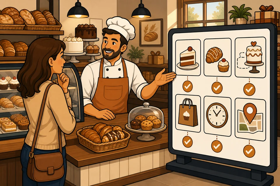 Bakeries trust-builder illustration for orders and visits stay obvious.