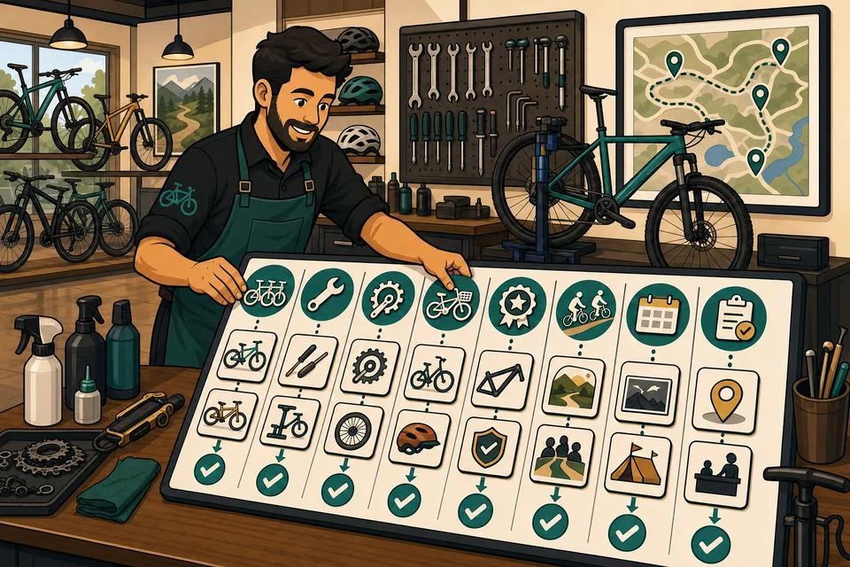 Bike Shop trust-builder illustration for every major offer has a path.