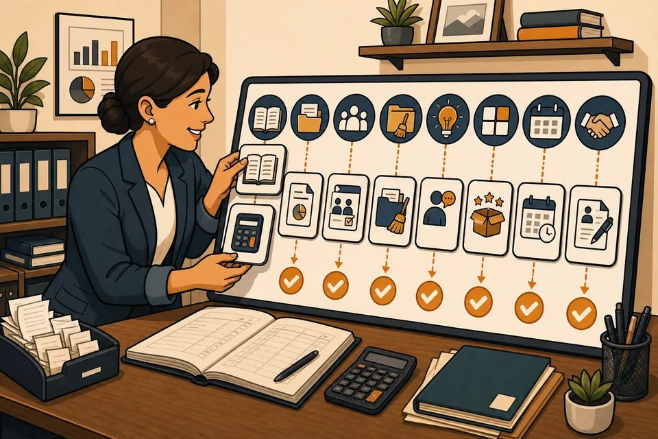 Bookkeeping & Tax Prep trust-builder illustration for every major offer has a path.