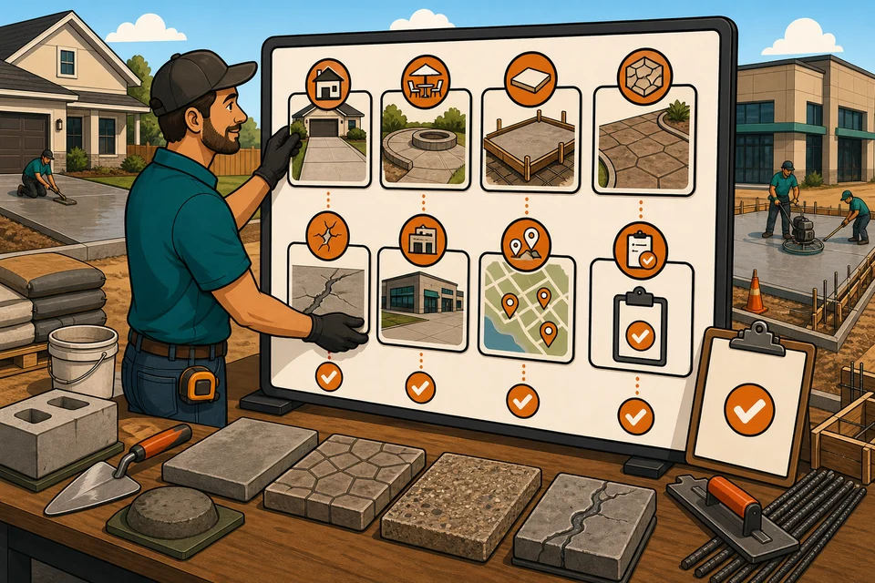 Concrete Companies trust-builder illustration for every major offer has a path.