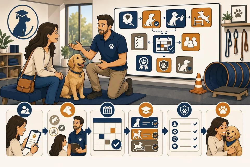 Dog Trainers trust-builder illustration for consultation and booking requests stay obvious.
