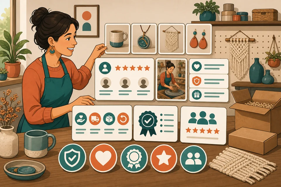 Etsy Sellers trust-builder illustration for proof appears before hesitation.