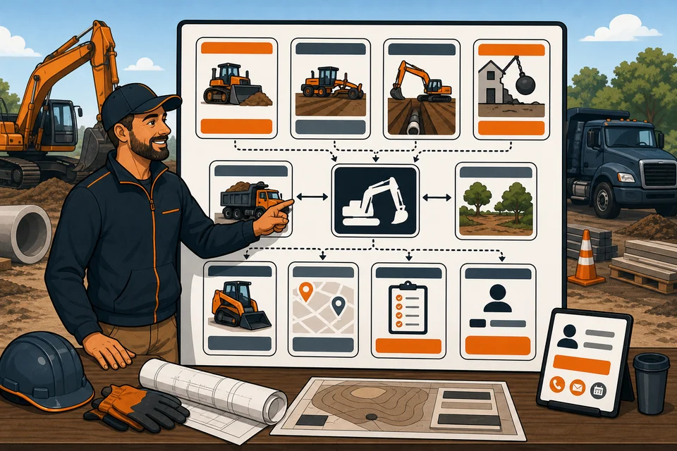 Excavation & Demolition trust-builder illustration for every major offer has a path.